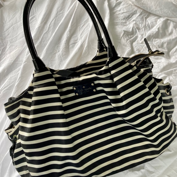 Kate Spade Black and White Stripe Nappy Bag - Picture 6 of 7
